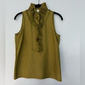 J. Crew Victoria pleated ruffle silk cami blouse - Olive green - size 0